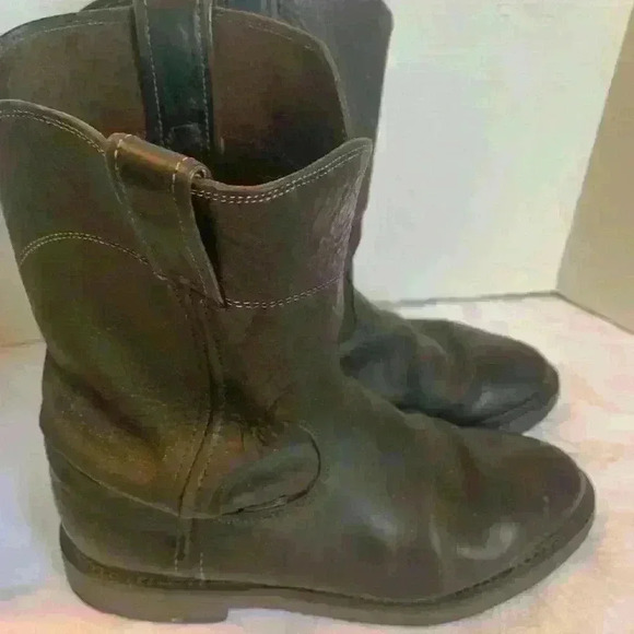 Justin Western Cowboy Work Boots Size 9D made in USA rodeo everyday casual - Picture 2 of 11